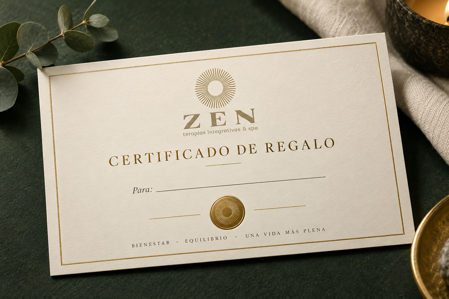 Ejemplo de certificado de regalo elegante de Zen